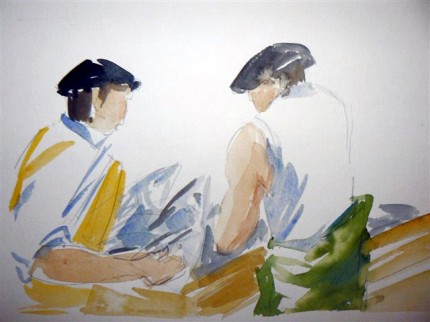 Les Basques - aquarelle Monique Blanc