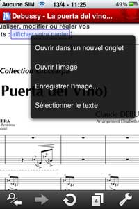opera iphone menu contextuel