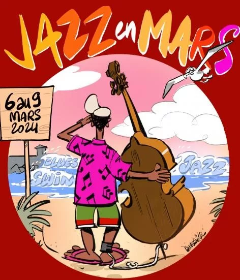 Affiche Jazz en Mars 2024 à Tarnos - affiche par Jean Duverdier