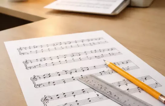 Papier à musique imprimé à 100% avec règle pour vérifier l’échelle