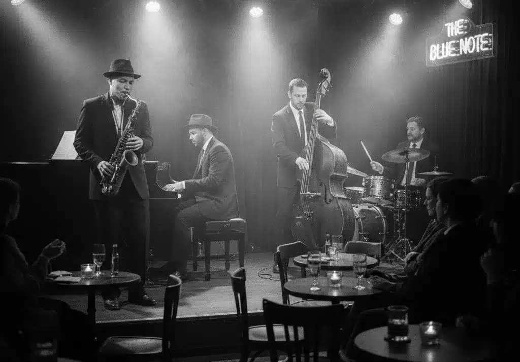 Ambiance jazz club avec un quartet de jazz