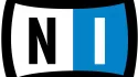 Logo de Native Instruments avec les lettres NI en noir et blanc sur fond noir