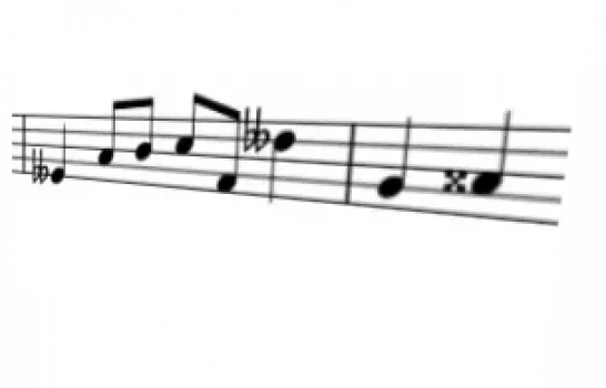 Partition musicale avec double bémol et double dièse pour illustrer la transposition dans MuseScore 4