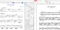 Comparaison de la partition Ode to the Harp importée dans Maestro et du PDF original, avant exportation au format MusicXML.